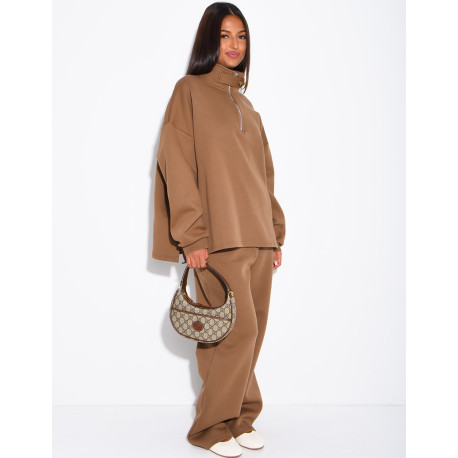 Set aus Hose und Pullover mit Reißverschlusskragen