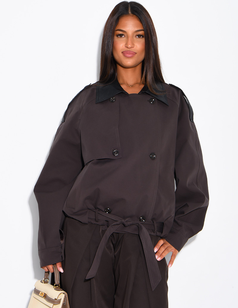 Veste courte style trench à...