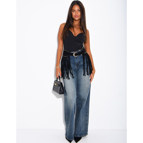 Ceinture à clous et franges
