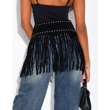Ceinture à clous et franges