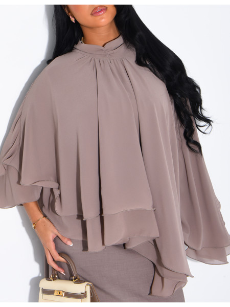 Ensemble robe sans manche et top fluide en voile à volants