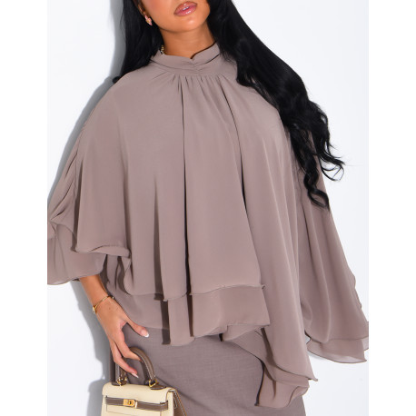 Ensemble robe sans manche et top fluide en voile à volants
