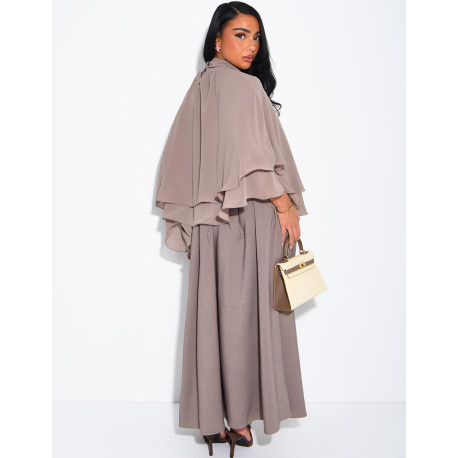 Ensemble robe sans manche et top fluide en voile à volants