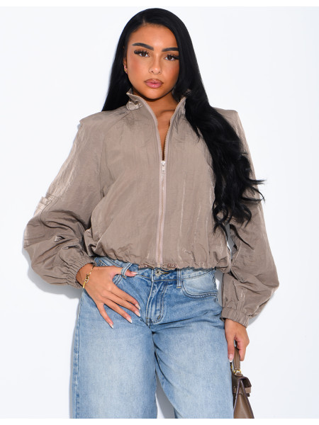 Veste courte impérméable à épaulettes