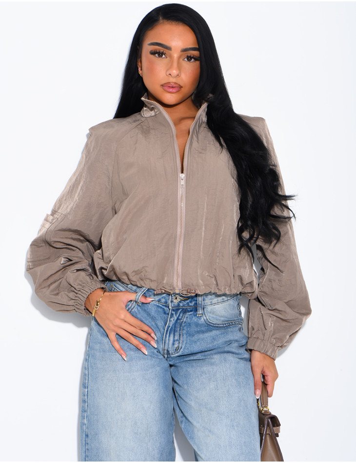Veste courte impérméable à épaulettes