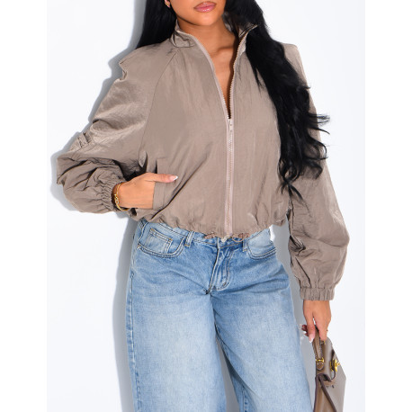 Veste courte impérméable à épaulettes