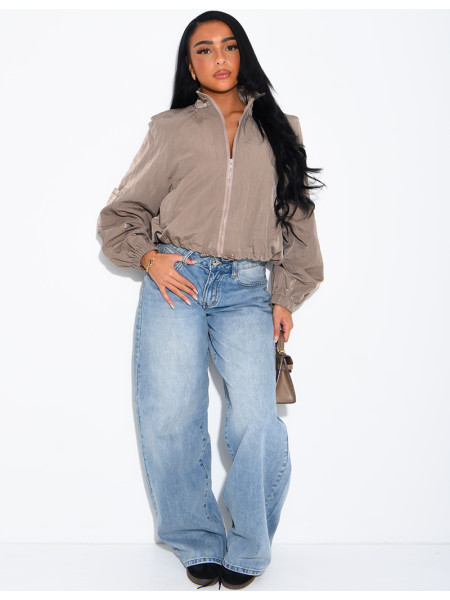 Veste courte impérméable à épaulettes