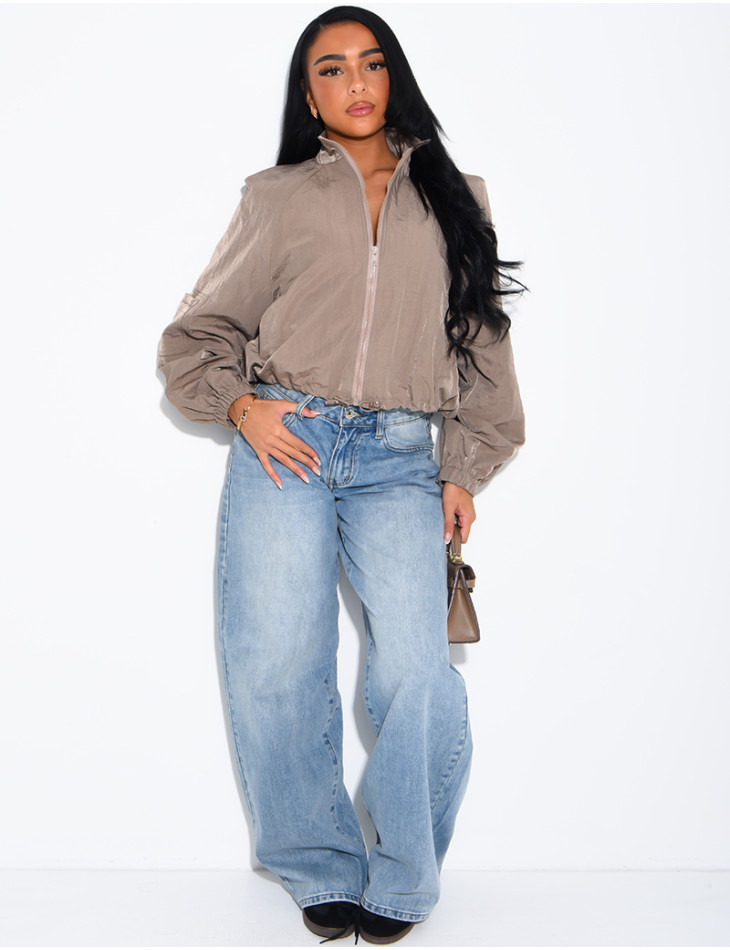 Veste courte impérméable à épaulettes