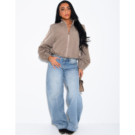 Veste courte impérméable à épaulettes