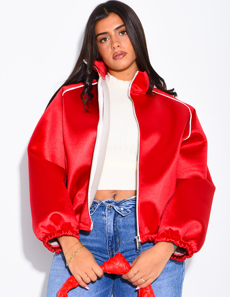 Veste en néoprène satinée à...