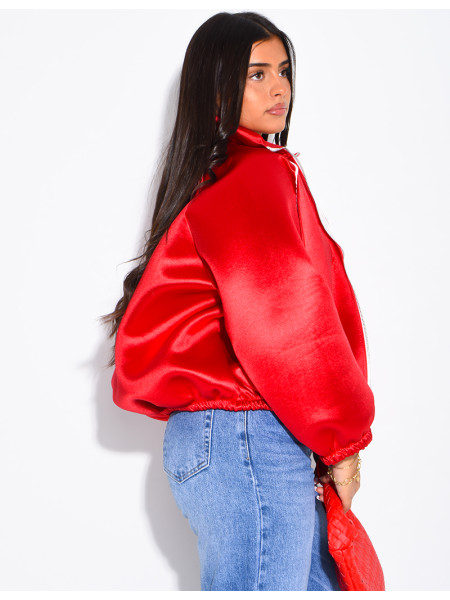 Veste en néoprène satinée à bandes contrastantes