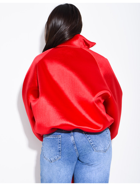 Veste en néoprène satinée à bandes contrastantes