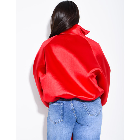 Veste en néoprène satinée à bandes contrastantes