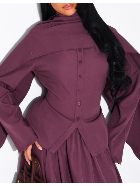 Ensemble châle, chemise et jupe longue évasée