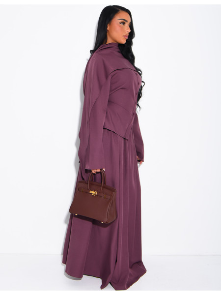 Ensemble châle, chemise et jupe longue évasée