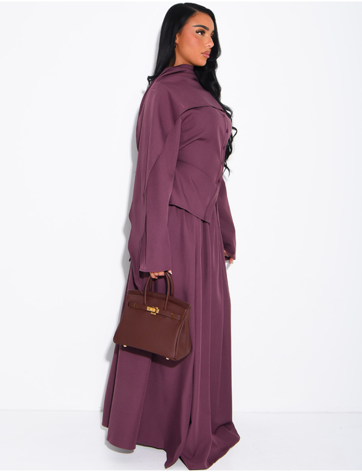 Ensemble châle, chemise et jupe longue évasée