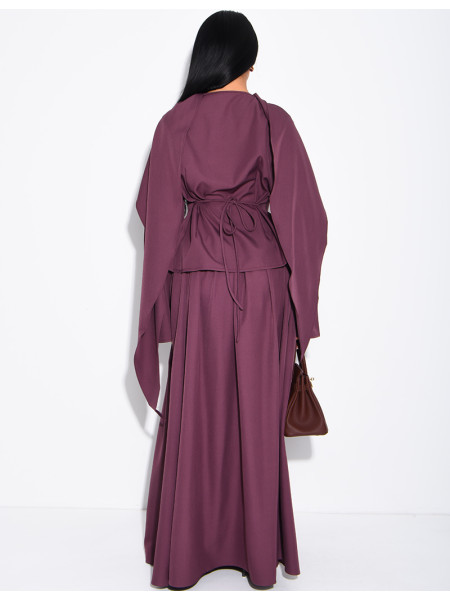 Ensemble châle, chemise et jupe longue évasée