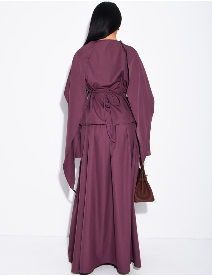 Ensemble châle, chemise et jupe longue évasée