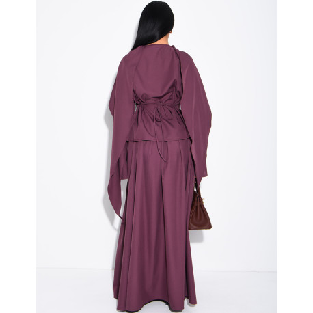 Ensemble châle, chemise et jupe longue évasée