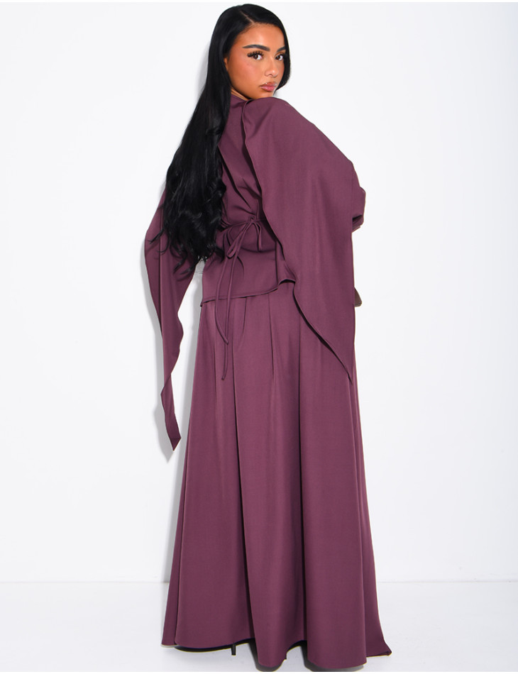 Ensemble châle, chemise et jupe longue évasée