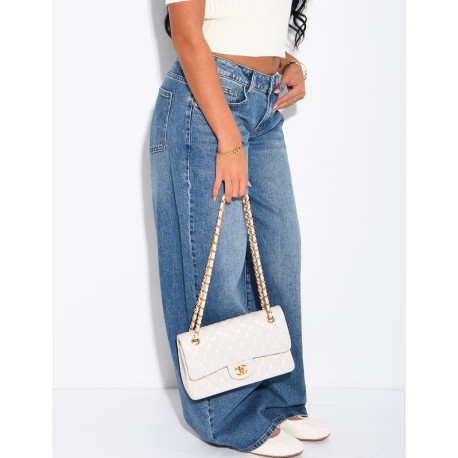 Jeans taille basse délavé coupe large