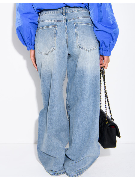 Jeans mit niedriger Leibhöhe, verwaschener Look und weitem Schnitt
