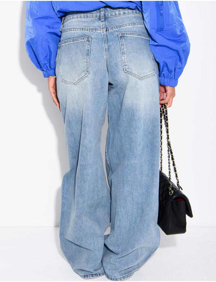 Jeans mit niedriger Leibhöhe, verwaschener Look und weitem Schnitt