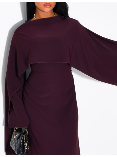 Robe modeste longue à cape ornée de franges