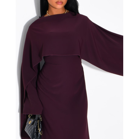 Robe modeste longue à cape ornée de franges