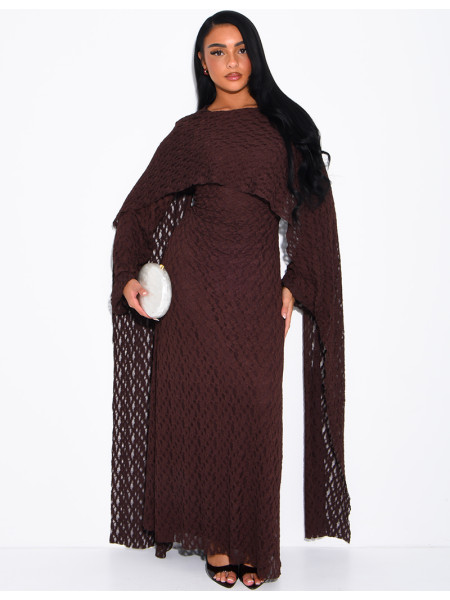 Robe en dentelle doublée avec châle assorti