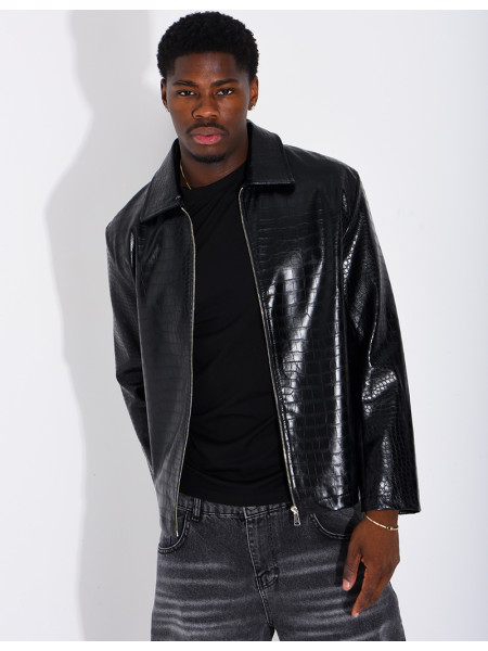 Veste en similicuir effet croco