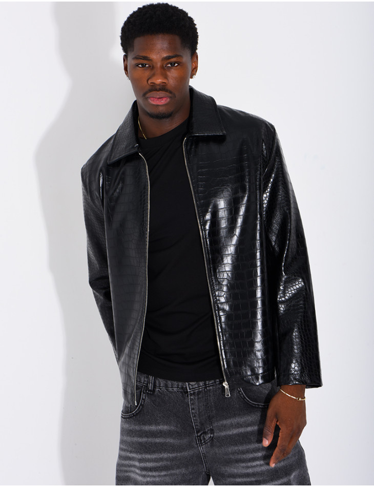 Veste en similicuir effet croco