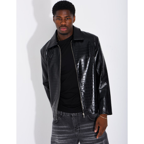 Veste en similicuir effet croco