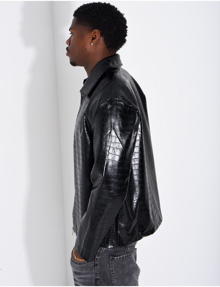 Veste en similicuir effet croco