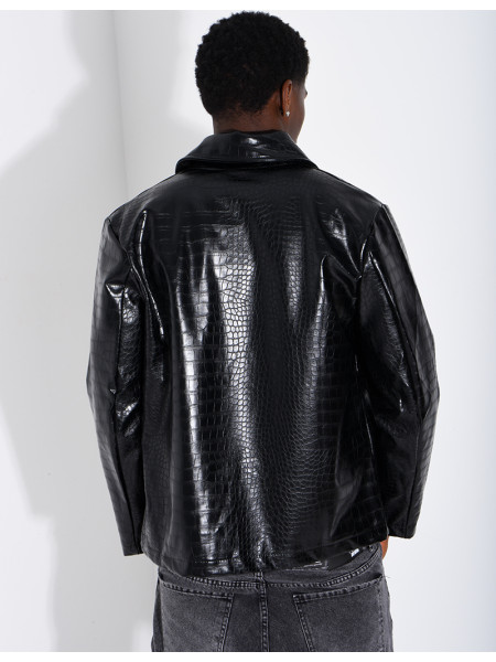 Veste en similicuir effet croco
