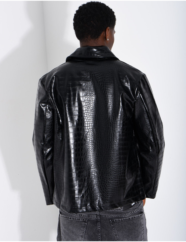Veste en similicuir effet croco