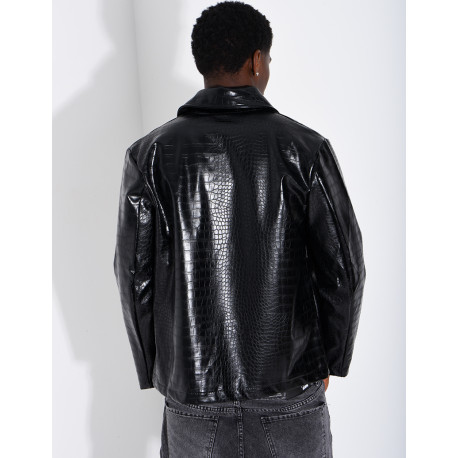 Veste en similicuir effet croco