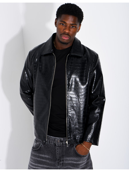 Veste en similicuir effet croco