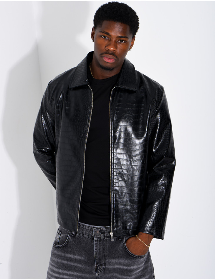 Veste en similicuir effet croco