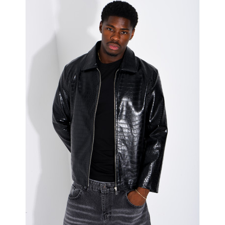 Veste en similicuir effet croco