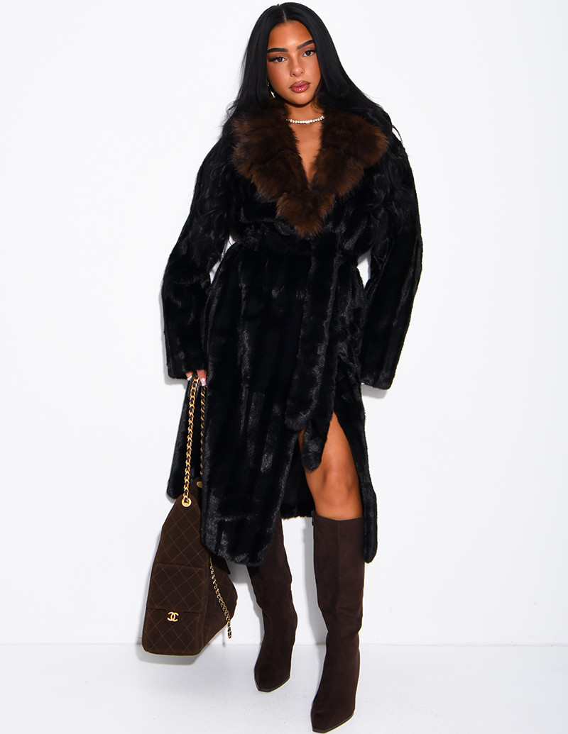 Premium faux fur long coat...