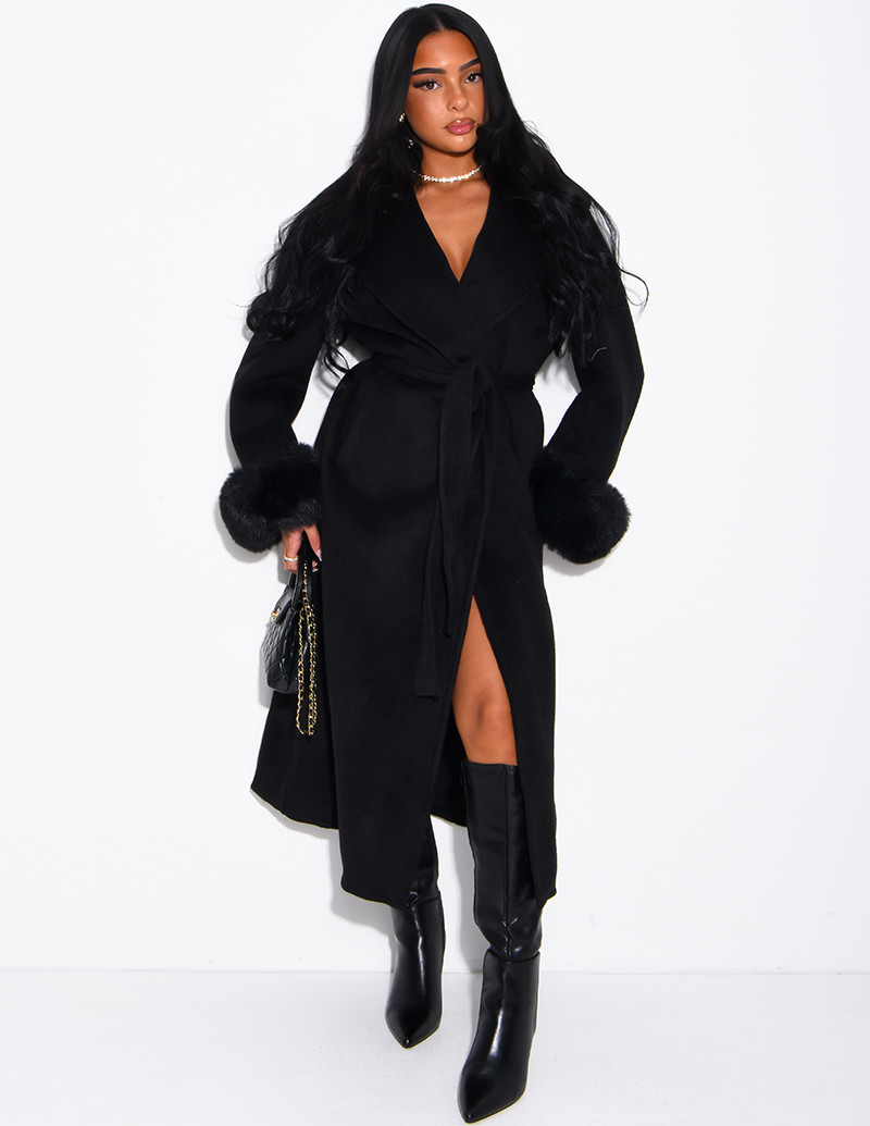 Extra-long wool coat with...