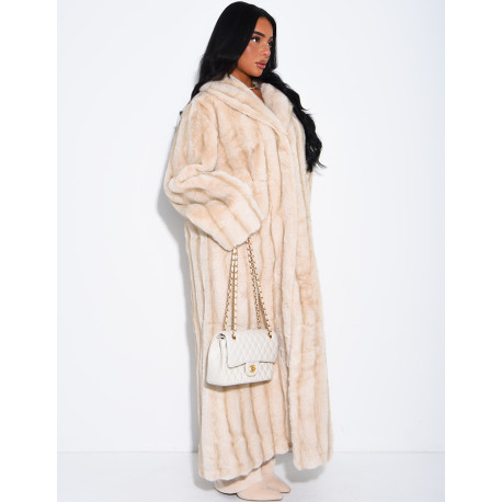 Manteau très long en fausse fourrure premium