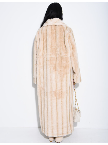 Manteau très long en fausse fourrure premium