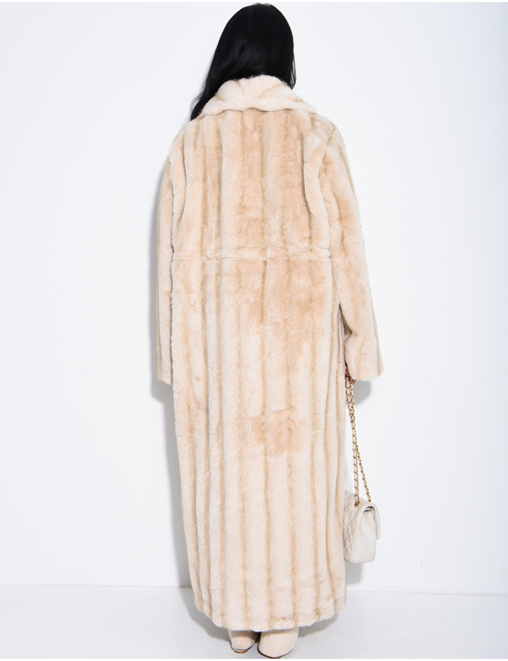 Manteau très long en fausse fourrure premium