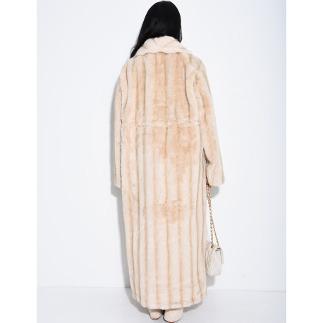 Manteau très long en fausse fourrure premium