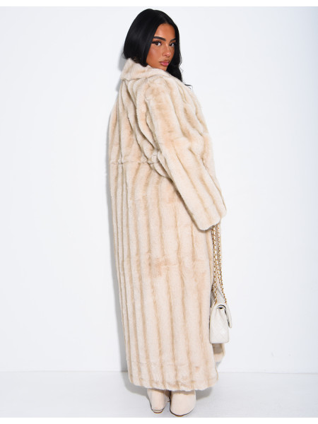 Manteau très long en fausse fourrure premium