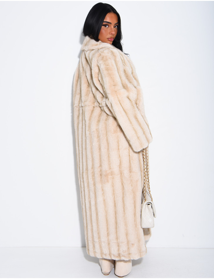 Manteau très long en fausse fourrure premium