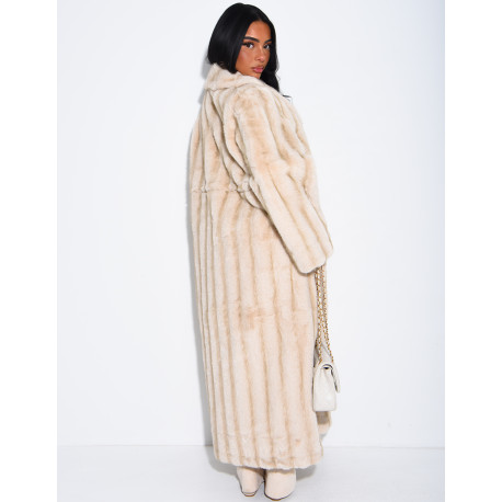 Manteau très long en fausse fourrure premium