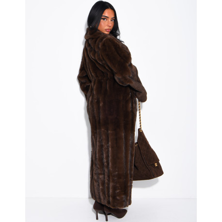 Manteau très long en fausse fourrure premium